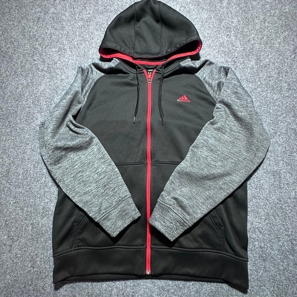 adidas Other - Adidas ClimaWarm Full Zip Hoodie Black Gray Red Men's XL Athletic Jacket